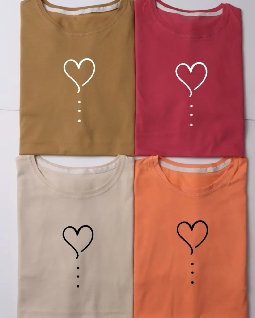 Heart Printed Drop Shoulder Tees