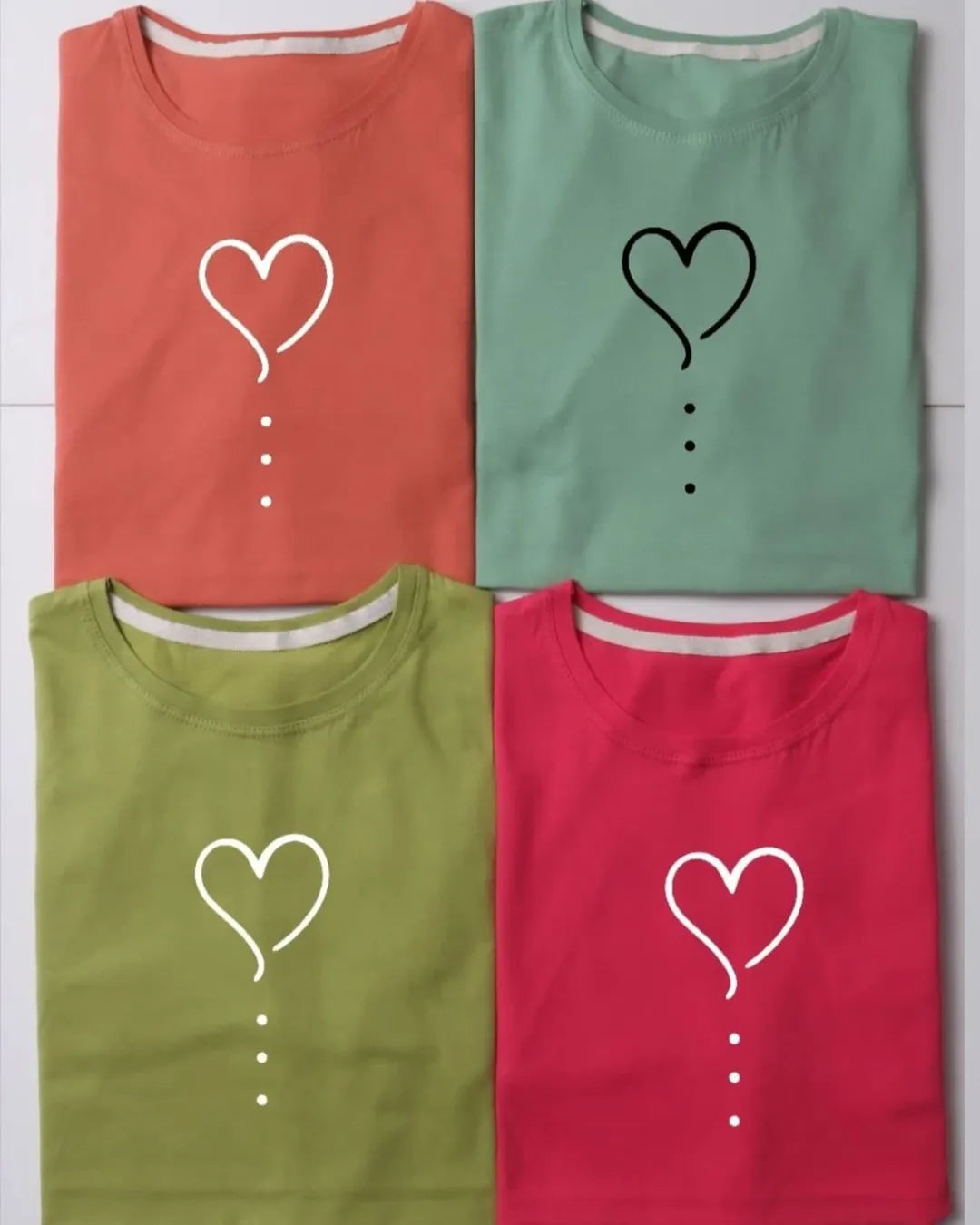 Heart Printed Drop Shoulder Tees