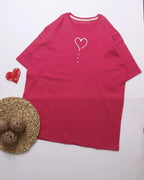 Heart Printed Drop Shoulder Tees