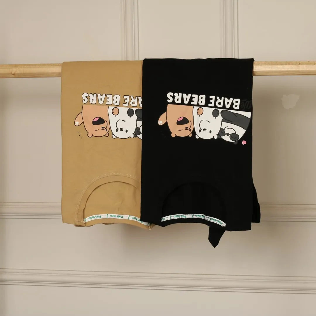 Bare bears Printed Drop Shoulder Tees