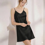 MALAI SILKY NIGHTGOWNS - BLACK